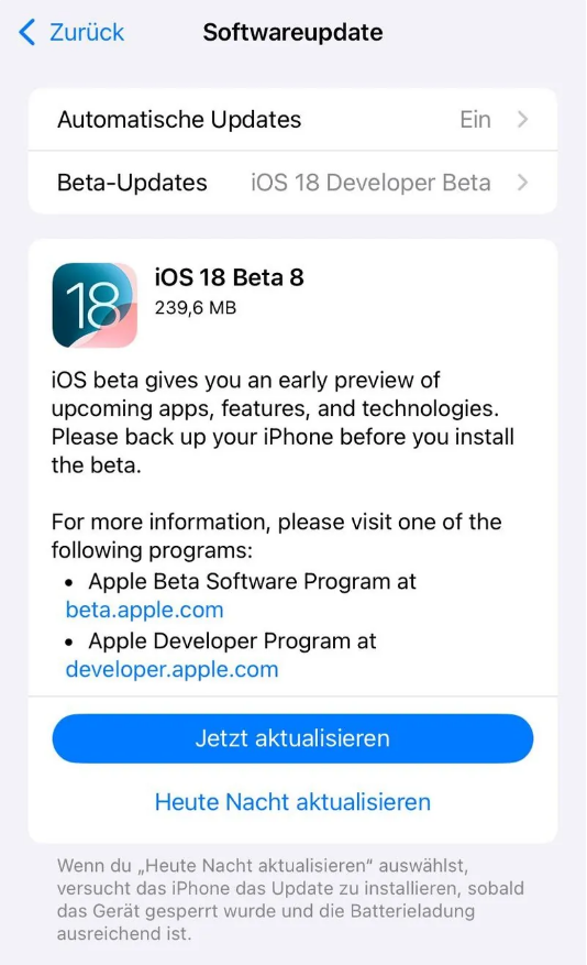 灵宝苹果手机维修分享苹果 iOS / iPadOS 18 开发者预览版 Beta 8 发布 