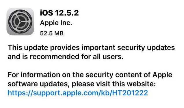 灵宝苹果手机维修分享iOS12.5.2发布，建议所有老苹果用户安装 